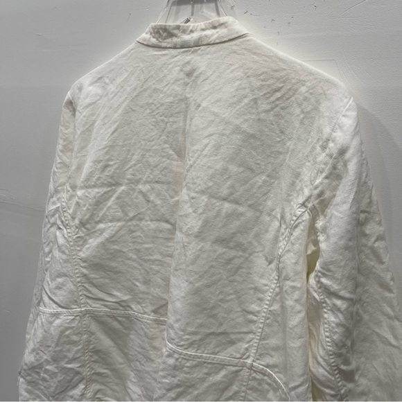 Eileen Fisher Mandarin Collar Linen Blazer Jacket Button Front White 1X - Picture 8 of 12